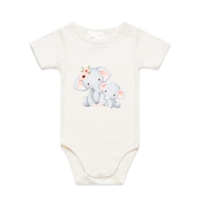 Baby Elephant Short Sleeved Baby Onesie Thumbnail