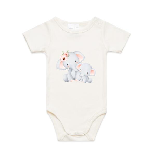 Baby Elephant Short Sleeved Baby Onesie Thumbnail